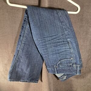 Express Jeans Low Rise Dark Wash Creased Denim Blue Jeans 5 Pockets G 8